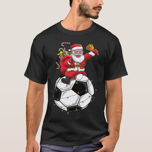 T-shirt Funny Santa Claus Soccer Player Ball Christmas Cut (Devant)