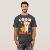 T-shirt Funny Santa Hat Design Corgi Noël (Devant entier)