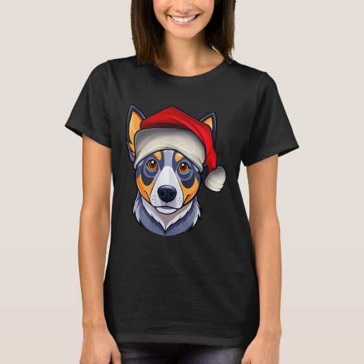 T-shirt Funny Santa Hat Xmas Pajamas Blue Heeler Dog Chris (Devant)