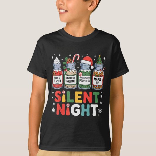 T-shirt Funny Santa Profol Silent Night Icu Nurses Merry C (Devant)