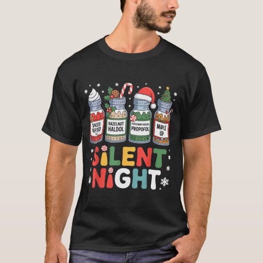 T-shirt Funny Santa Profol Silent Night Icu Nurses Merry C (Devant)