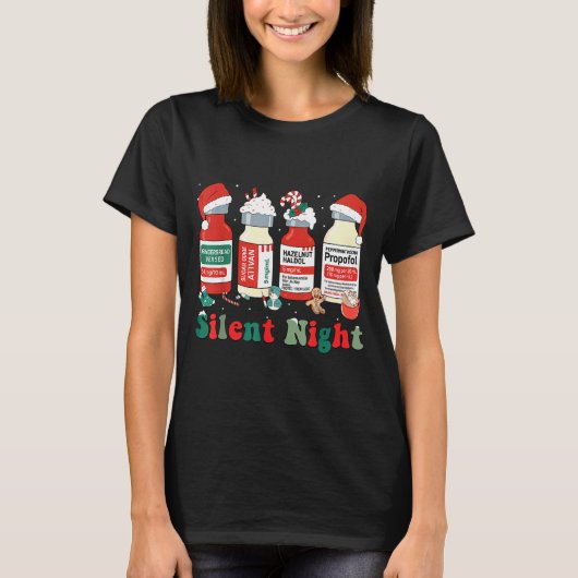 T-shirt Funny Santa Profol Silent Night Icu Nurses Merry C (Devant)