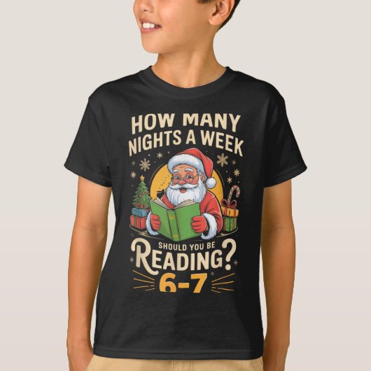 T-shirt Funny Santa Reading 67 Meme Tee Christmas Teacher  (Devant)