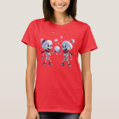 T-shirt Funny Santa Skeletons Having a Snowball Fight (Devant)