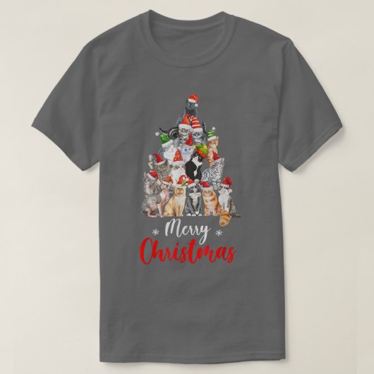 T-shirt Funny sapin de Noël avec Santa Hat Cats Funny Chr (Design devant)