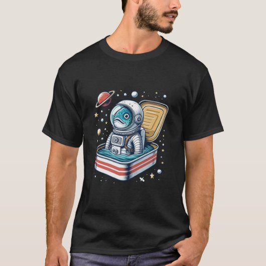 T-shirt Funny Sardine Astronaut Shirt Retro (Devant)