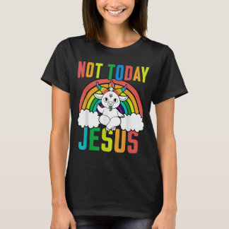 T-shirt Funny Satanic Unicorn arc en ciel pas aujourd'hui