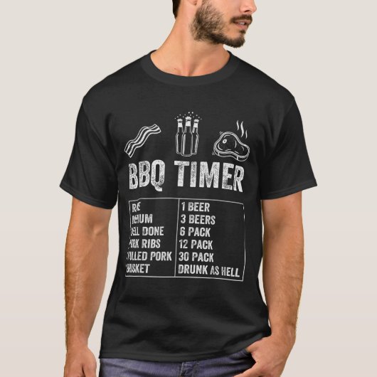 T-shirt Funny Saying Bbq Timer Beer Grill Dad Barbecue Dri (Devant)