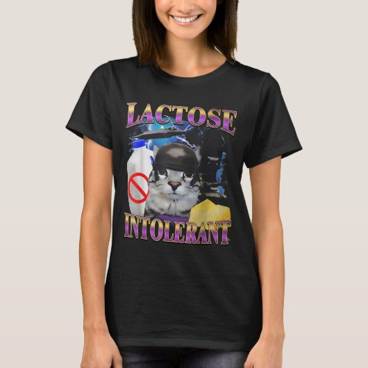 T-shirt Funny Saying Lactose Intolerant Silly Cat Meme Cat (Devant)