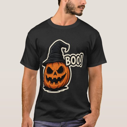 T-shirt Funny & Scary Halloween Sticker (Devant)