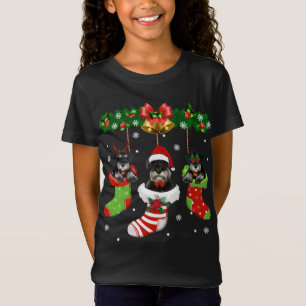T-Shirt Funny Schnauzer Christmas Tree Socks Dog Lover Xma