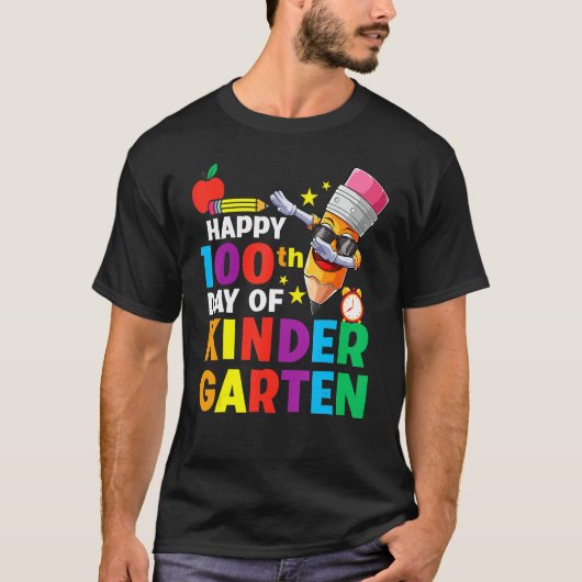 T-shirt Funny School Kids Dab Happy 100th Day Of Kindergar (Devant)