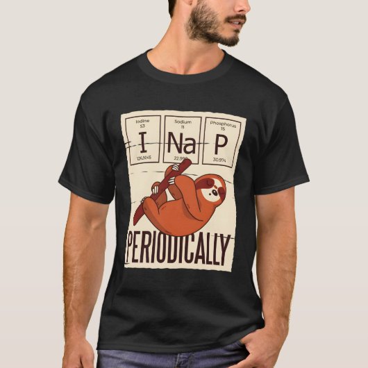 T-shirt Funny Science Sloth I Nap Chimie périodique L (Devant)