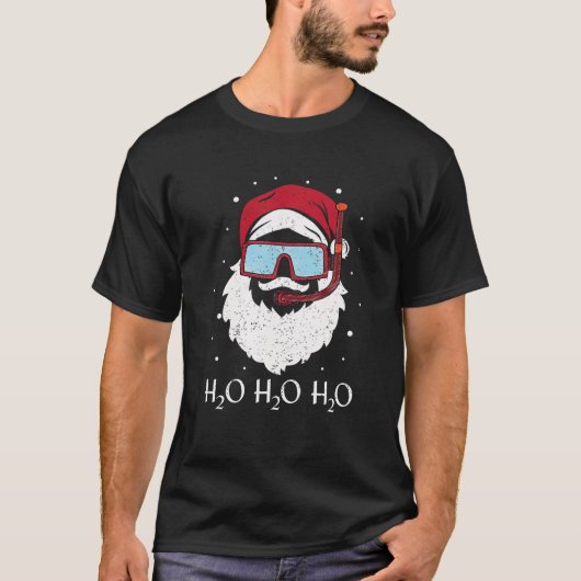T-shirt Funny Scuba Santa Claus Diving H2O H2O H2O Pun Men (Devant)