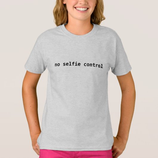 T-shirt Funny Selfie Humour Tee, "No Selfie Control" Enfan (Devant)