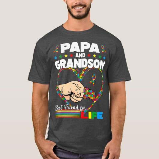 T-shirt Funny Sensibilisation sur l'autisme Papa Grandson (Devant)