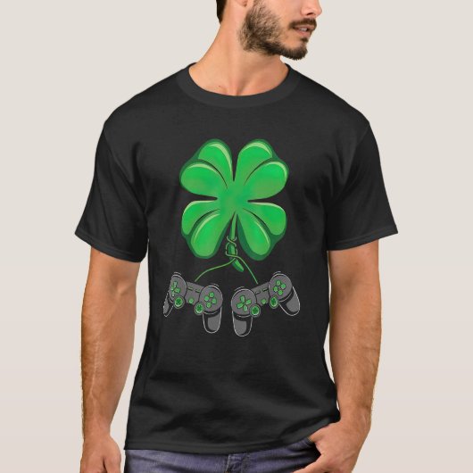 T-shirt Funny Shamrock Gamer Irish Game Controller St Patr (Devant)