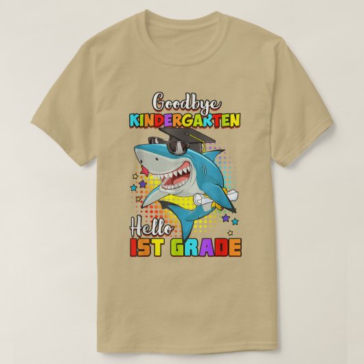 T-shirt Funny Shark Goodbye Kindergarten Graduation Hello  (Design devant)