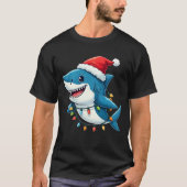 T-shirt Funny Shark Wearing Santa Christmas Hat  (Devant)