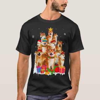 T-shirt Funny Shiba Inu Christmas Tree Animaux Amoureux de