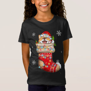 T-Shirt Funny Shiba Inu En Chaussettes Noël Amoureux de le