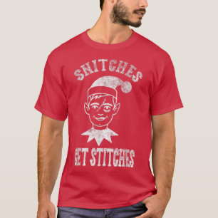 T-shirt Funny Silly Kids Christmas Snitches Get Stitches K
