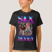 T-shirt Funny Six Seven 67 Meme 67 Racoon Meme Bootleg Gra (Devant)