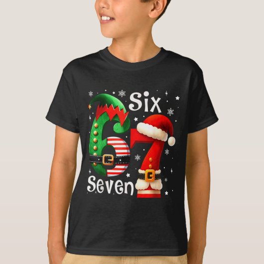 T-shirt Funny Six Seven 67 Meme 6 7 Elf Santa Christmas Pa (Devant)
