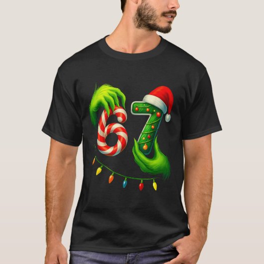 T-shirt Funny Six Seven 67 Meme 6 7 Santa Christmas Brainr (Devant)