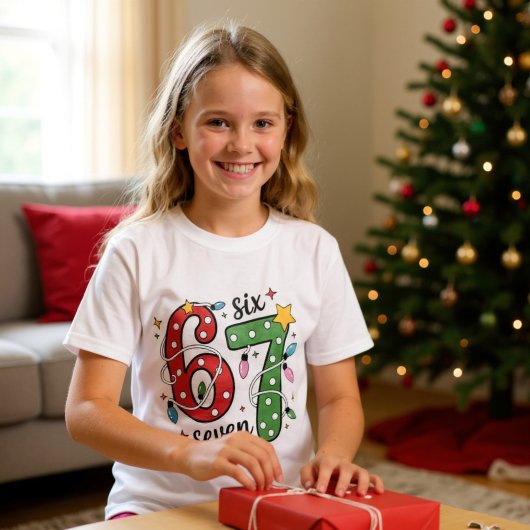 T-shirt Funny Six Seven 6 7 Meme Christmas Lights Kids