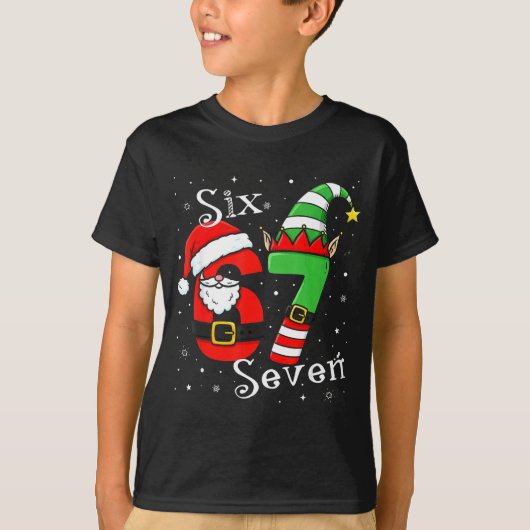 T-shirt Funny Six Seven 6 7 Meme Christmas Santa Elf Numbe (Devant)