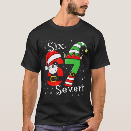 T-shirt Funny Six Seven 6 7 Meme Christmas Santa Elf Numbe (Devant)