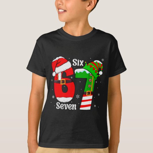 T-shirt Funny Six Seven 6 7 Meme Gen Alpha Slang Santa Elf (Devant)