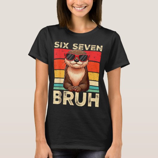T-shirt Funny Six Seven Bruh 6 7 Otter Meme Kids Boys Men  (Devant)