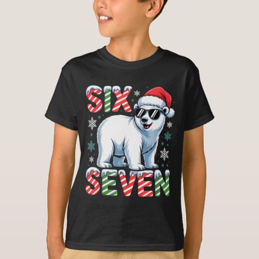 T-shirt Funny Six Seven Lar Bear Christmas 67 Santa Hat Wi (Devant)