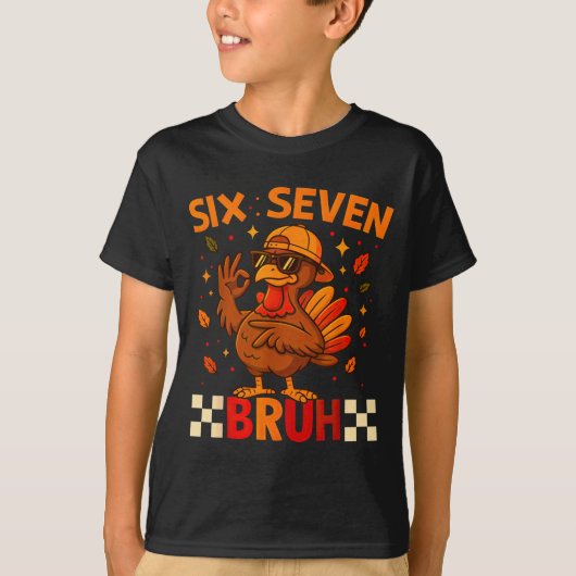 T-shirt Funny Six Seven Meme Turkey Kids Bruh, 67 Thanksgi (Devant)