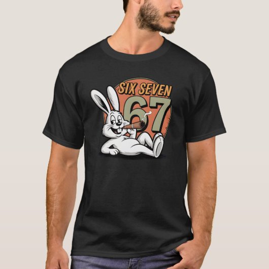 T-shirt Funny Six Seven Rabbit Smoking Easter (Devant)