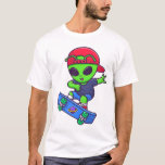 T-shirt Funny Skateboarding Alien Streetwear Design<br><div class="desc">A funky and humorous design featuring a playful alien skateboarding with a lighthearted joke vibe. Perfect for skate culture fans,  alien enthusiasts,  and anyone who loves quirky streetwear graphics. This colorful and fun design works great on apparel,  stickers,  and accessories for a unique and out-of-this-world style.</div>