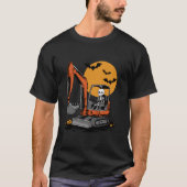 T-shirt Funny Skeleton Driving Excavator Halloween Constru (Devant)
