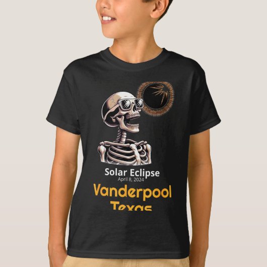 T-shirt Funny Skeleton Solar Eclipse Vanderpool Texas (Devant)
