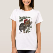 T-shirt Funny Sleeping Christmas Cat with Santa Hat (Devant)