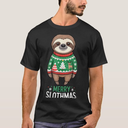 T-shirt Funny Sloth Lover Christmas Merry Slothmas Ugly Ho (Devant)