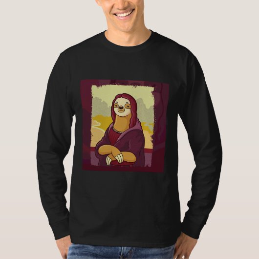 T-shirt Funny Sloth Monalisa (Devant)