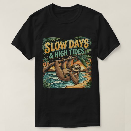 T-shirt Funny Sloth Palm Beach Slow Days Tee graphique (Design devant)