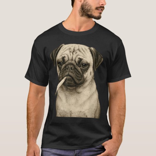 T-shirt Funny Smoking Pug Dog Cigarette Gen Z Meme Graphic (Devant)