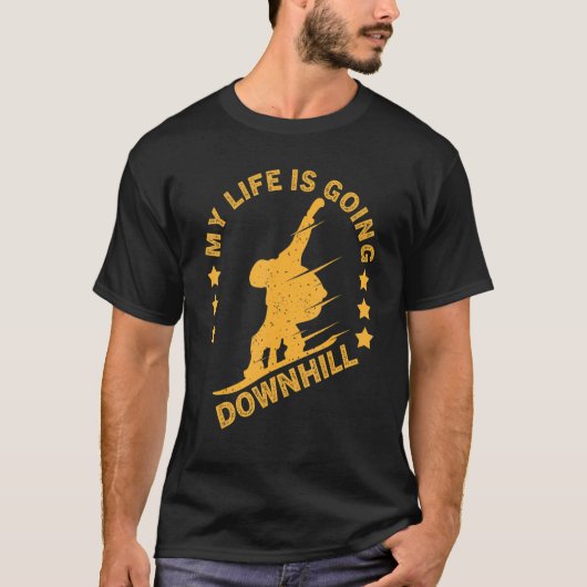 T-shirt Funny Snowboarding My Life Is Going Downhill Snowb (Devant)