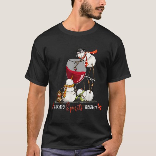T-shirt Funny Snowman Wine Christmas Holiday (Devant)