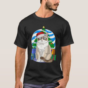 T-shirt Funny Snowshoe Cat Santa Christmas Tree Decor