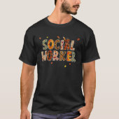 T-shirt Funny Social Worker Pumkin Autumn Tree (Devant)