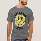 T-shirt Funny Softball Maman Softball Vibes Smile Face Mem (Devant)